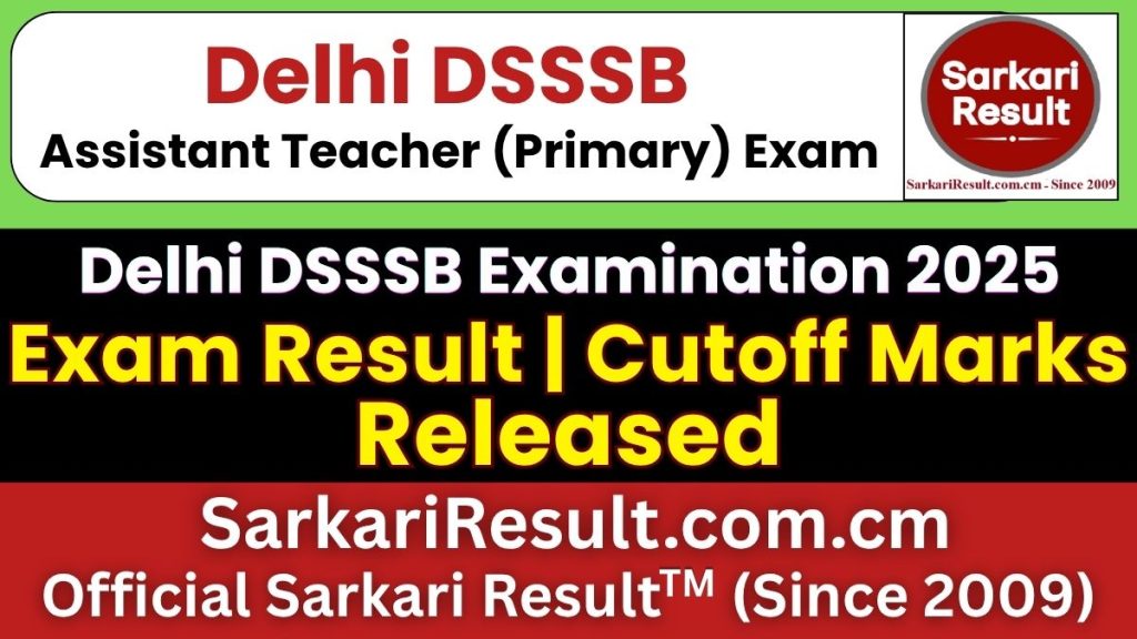 DSSSB Assistant Teacher (Primary) Result 2026