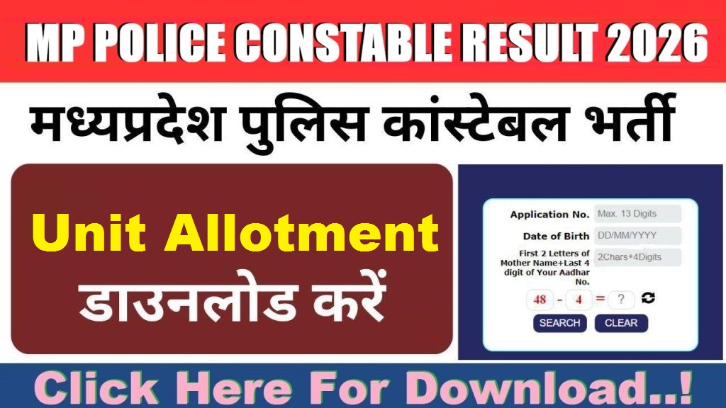 MPESB Police Constable Final Result Unit Allotment 2026