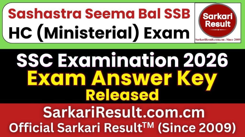 SSB HC (Ministerial) Answer Key 2026