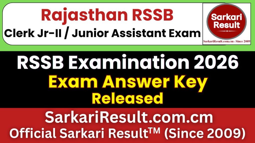 RSSB Clerk Jr-II / Junior Assistant Answer Key 2026