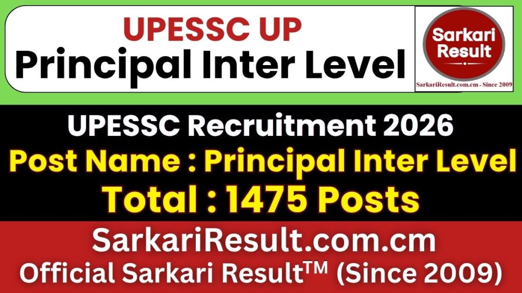 UPESSC UP Principal Inter Level Recruitment 2026