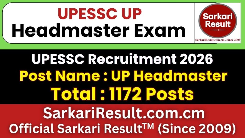 UPESSC UP Headmaster Recruitment 2026